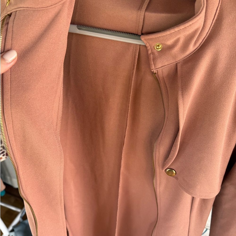 Love Tree Pink Trench Coat with Gold Accents - Picture 5 of 8